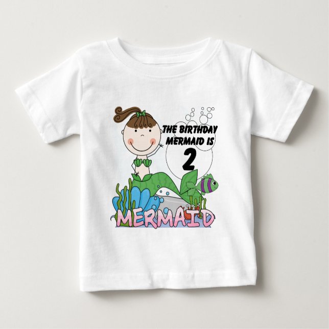 Mermaid 2e Anniversaire Tshirts et cadeaux (Devant)