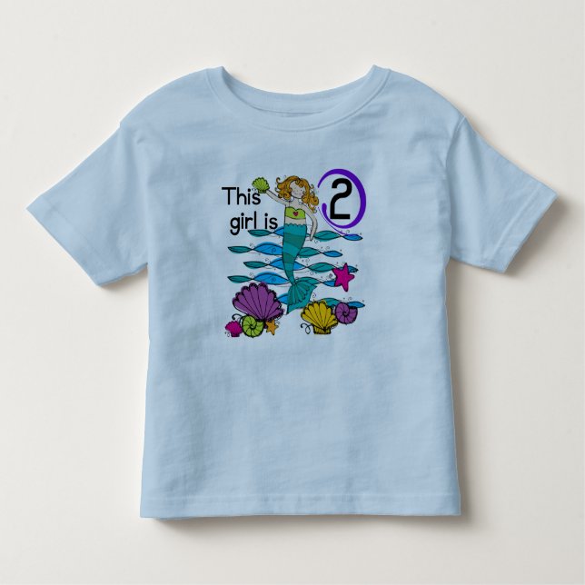 Mermaid 2e Anniversaire Tshirts et cadeaux (Devant)