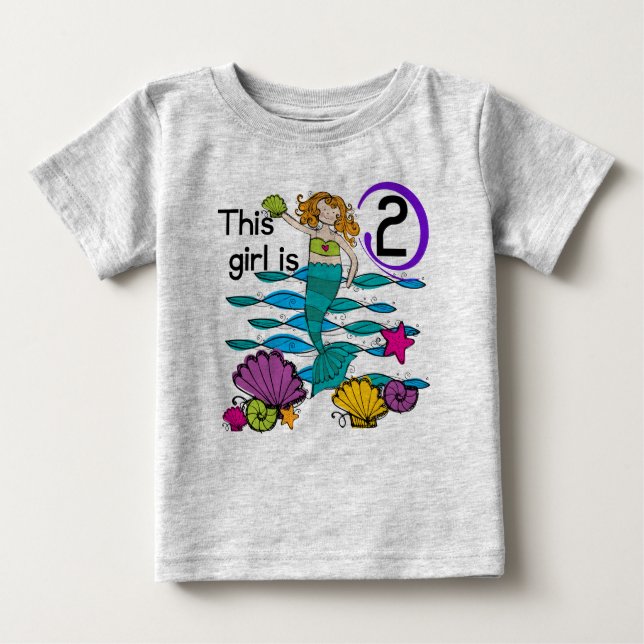 Mermaid 2e Anniversaire Tshirts et cadeaux (Devant)