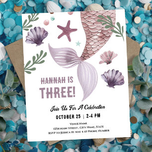 Mermaid 3e anniversaire Sea Purple Invitation