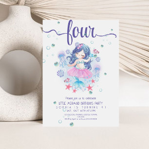 Mermaid 4e anniversaire Invitations sous la mer