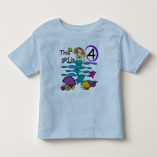 Mermaid 4th Birthday Tshirts and Gifts (Devant)