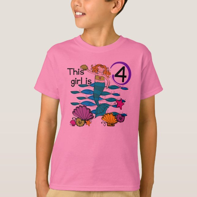 Mermaid 4th Birthday Tshirts and Gifts (Devant)