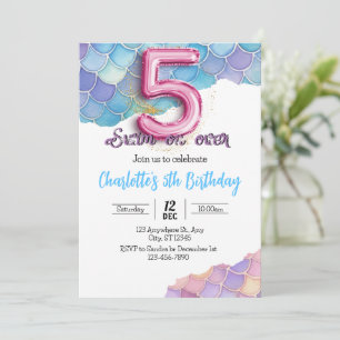 Mermaid 5e anniversaire Invitation
