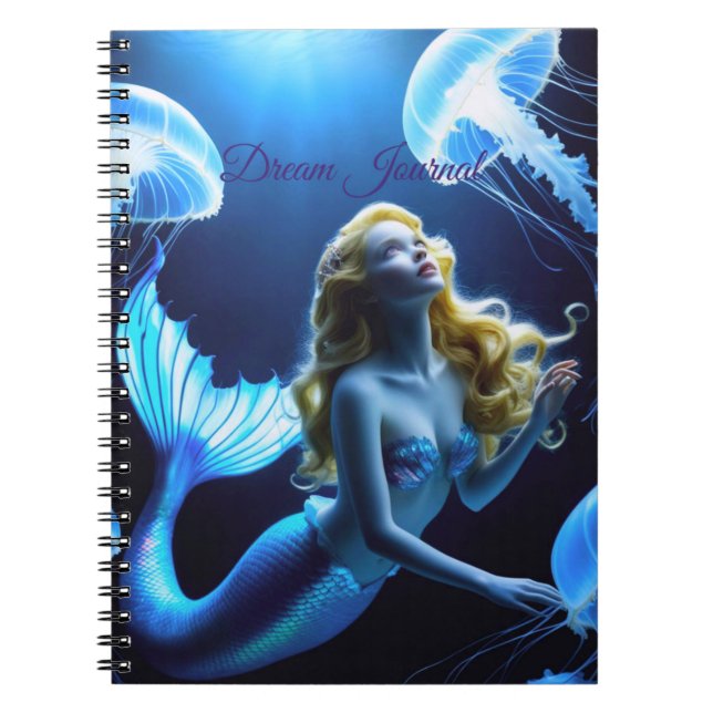 Mermaid Amazed by jellyfish Dream Journal (Devant)