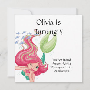 MERMAID ANNIVERSAIRE DE FÊTE INVITATION POUR LES F