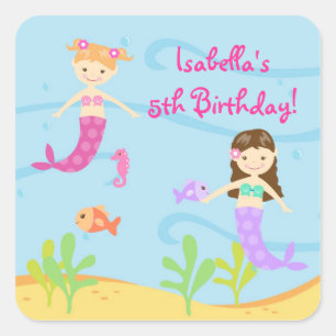 Mermaid Anniversaire Fête Favoriser Stickers Étiqu