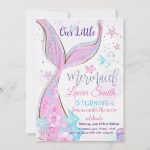 Mermaid Anniversaire Invitation Fête Mermaid