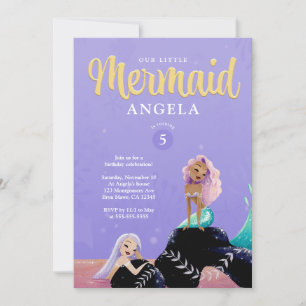 Mermaid Anniversaire Purple Invitation
