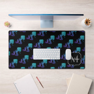 Mermaid aqua bleu ombre motif Monogramme
