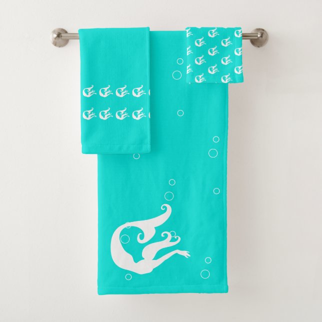 Mermaid Aqua Turquoise bleu et blanc (En situation)
