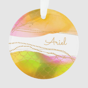 Mermaid Aquarelle NOM Gold Glam Amusants Enfants E