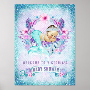 Mermaid Baby Girl Douche Affiches de bienvenue