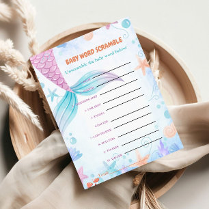 Mermaid Baby jeu de baby shower de mots scramble