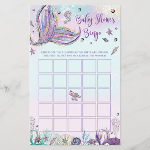 Mermaid Baby shower Bingo Activité de jeu Bébé Fil