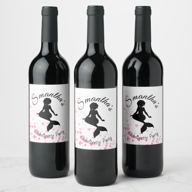 Mermaid bachelorette coeurs de fête vin étiquette (Bouteilles)