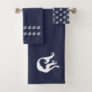 Mermaid Bain Marine bleu et blanc ensemble de serv