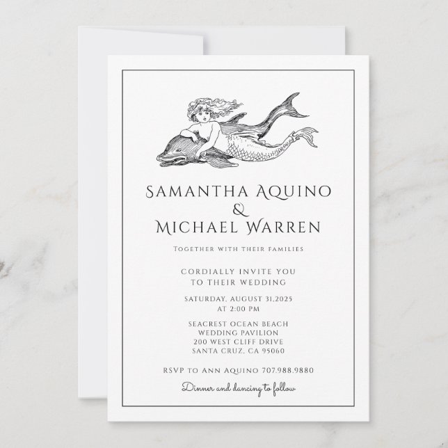 Mermaid Beach Wedding Invitation (Devant)