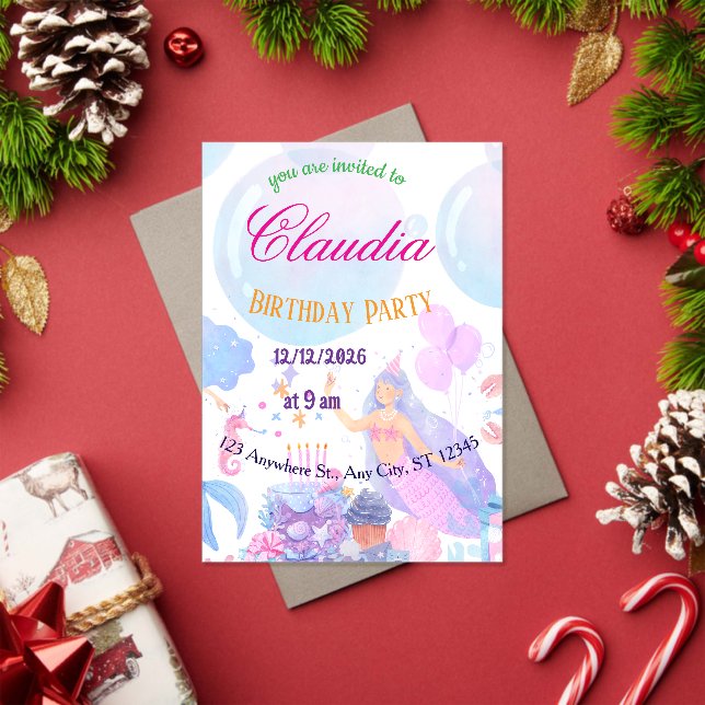 Mermaid Birthday Invitation for Kids (Insitu (vacances))