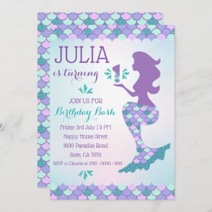 Mermaid Birthday Invitation Mermaid Numéro 1