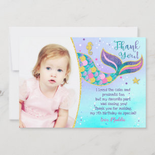 Mermaid Birthday Merci Cartes