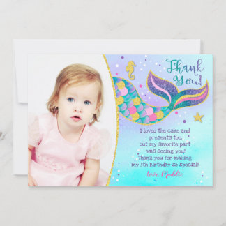 Mermaid Birthday Merci Cartes
