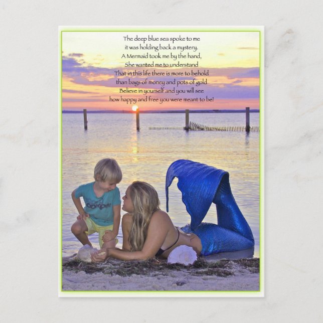 Mermaid & Boy at the Beach Carte postale (Devant)