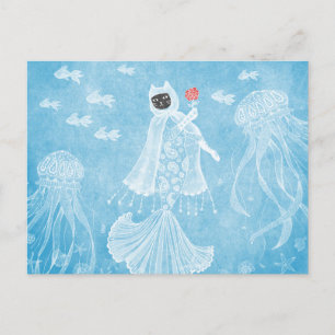 Mermaid cat Icy princesse Carte postale