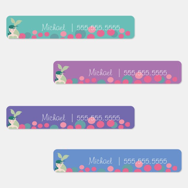 Mermaid Dot School Class Lunn Nom Numéro Étiquette (Groupe)