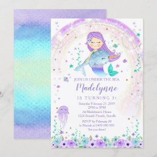 Mermaid et Narwhal Birthday Invitation