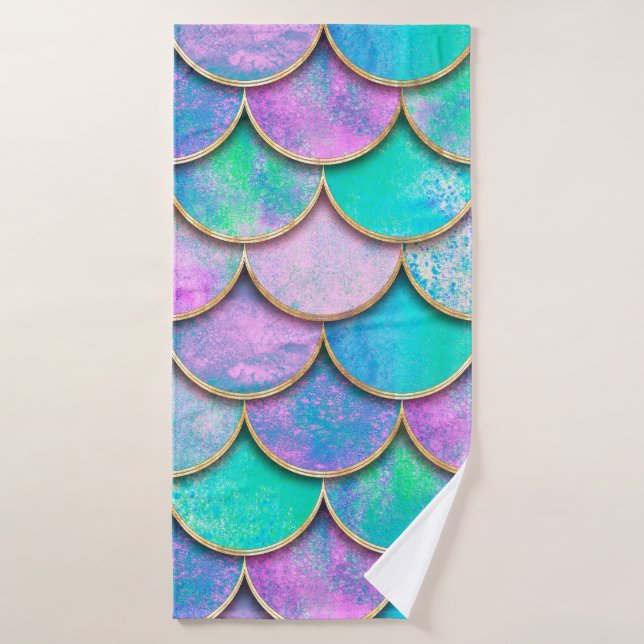 Mermaid fish scale wave japanese seamless pattern. (Serviette de bain)