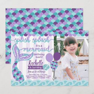 Mermaid Invitation de fête d'anniversaire