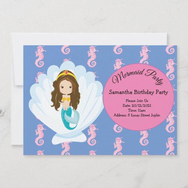 Mermaid jaune Anniversaire Fête Invitation (Devant)