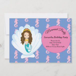 Mermaid jaune Anniversaire Fête Invitation