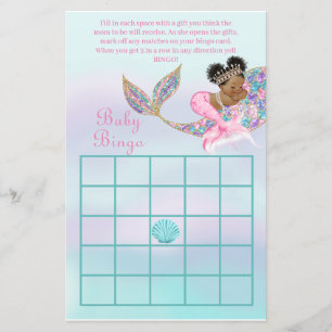 Mermaid Jeux de baby shower afro-américains Bingo