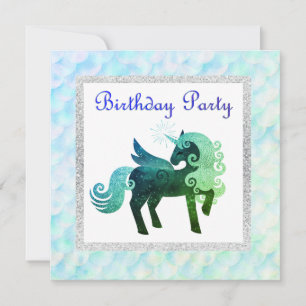 Mermaid licorn ANNIVERSAIRE DE FÊTE INVITATION Ver