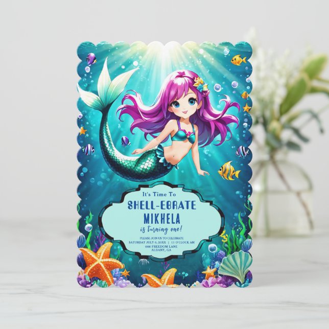 Mermaid Magie Invitations d'anniversaire - Splash (Debout devant)