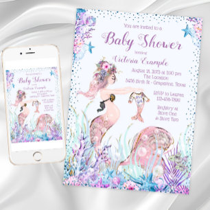 Mermaid Maman Baby Shower Invitations