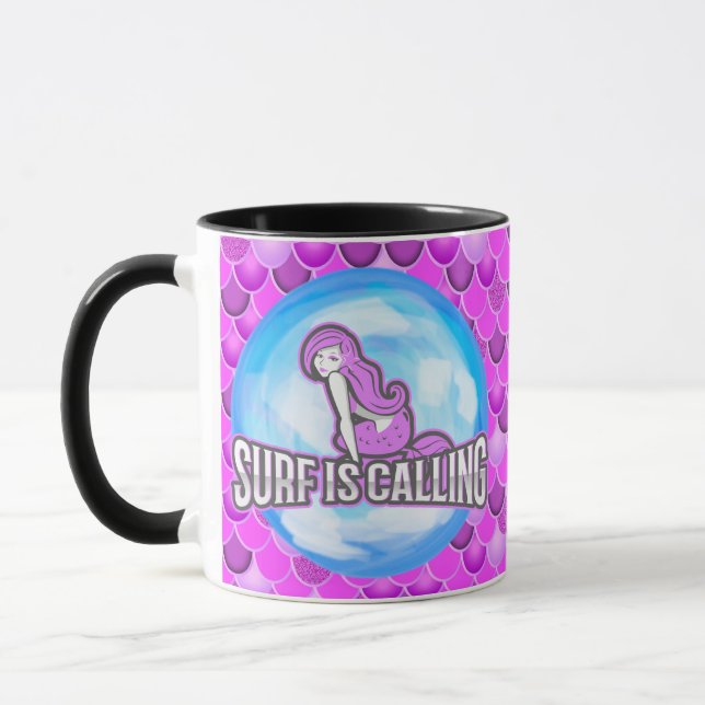 Mermaid Mignonne Mug pourpre (Gauche)