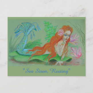 Mermaid Orig. Art sur carte postale