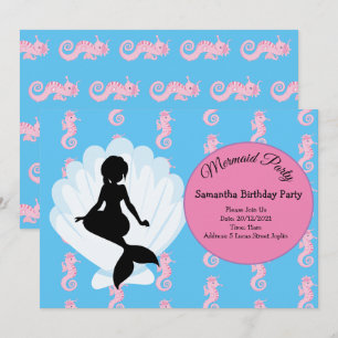 Mermaid Pink Purple Invitation de fête d'anniversa