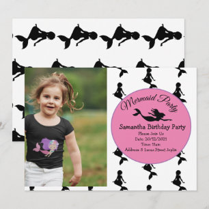 Mermaid Pink Purple Invitation de fête d'anniversa