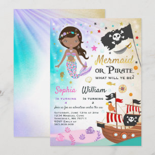 Mermaid Pirate Anniversaire Invitation Fête des fr