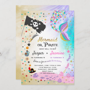 Mermaid Pirate Anniversaire Invitation Fête des fr
