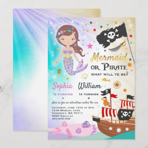 Mermaid Pirate Anniversaire Invitation Fête des fr