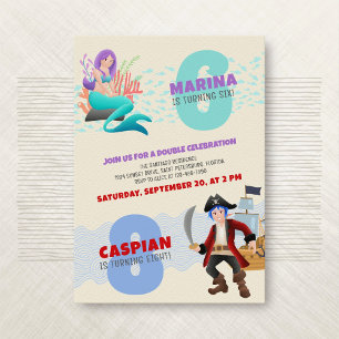 Mermaid Pirate Joint Double Invitation Anniversair