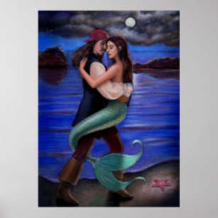 "Mermaid & Pirate's Caribbean Love" POSTER