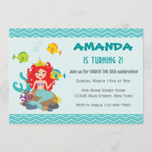 Mermaid Princess Invitation d'anniversaire sous la