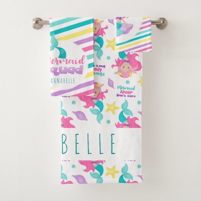 Mermaid Princess Squad rose Bleu Jaune rayures (En situation)