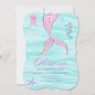 Mermaid Queue sous la mer Invitation d'anniversair